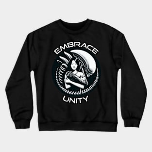 Embrace Unity Between Aliens and Humans Crewneck Sweatshirt